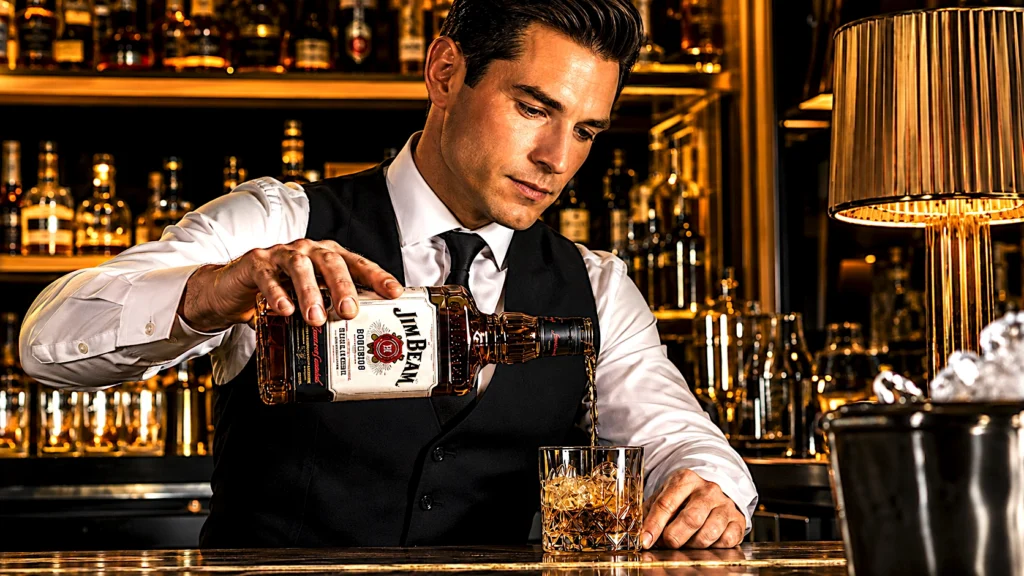Botellas de bourbon, Tennessee whiskey, whisky de centeno y whisky canadiense sobre una mesa.