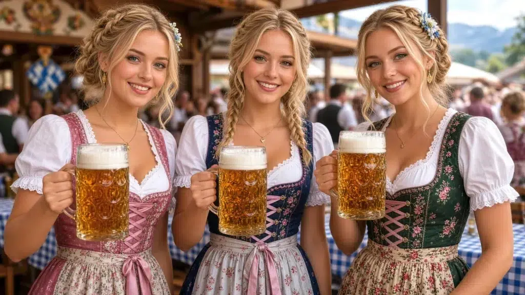 En la Oktoberfest, la reina es la cerveza, que inunda los puestos del festival.