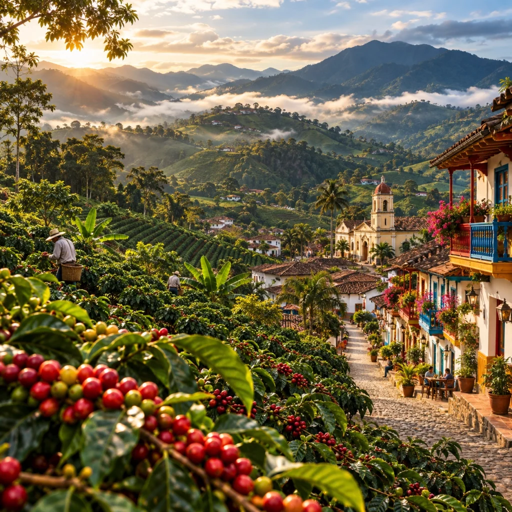 El valle cafetero colombiano, donde se produce una bebida que deleita a millones y millones,
